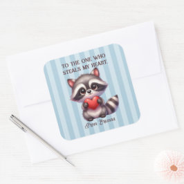 Cute Raccoon Holger ett hjärta Fyrkantigt Klistermärke
