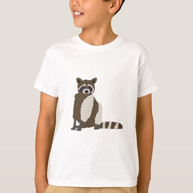 Cute Raccoon i Gräs Forest Illustration T Shirt (Framsida)