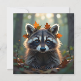 Cute Raccoon i Höst löv Kort
