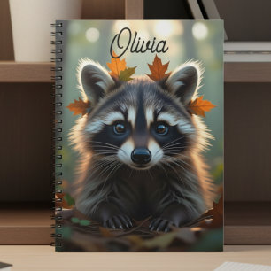Cute Raccoon i Höst löv Personligen Anteckningsbok