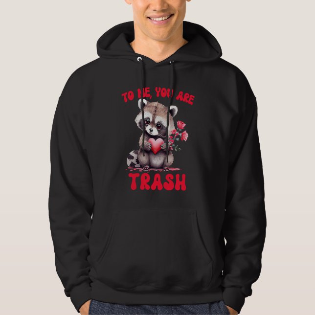 Cute Raccoon I love Raccoon Groovy Valentine Racco Hoodie (Framsida)