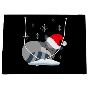 Cute raccoon i snö, God jul