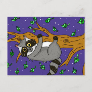 Cute Raccoon i Träd, bara Hej Vykort
