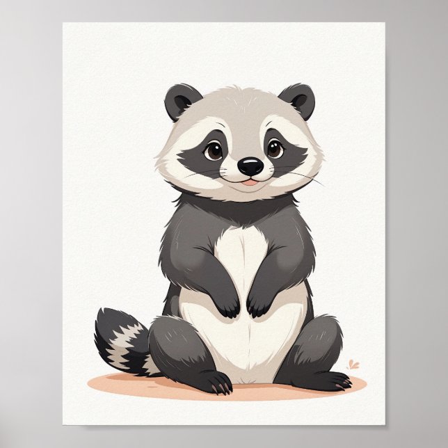 Cute Raccoon Illustration Poster (Framsidan)