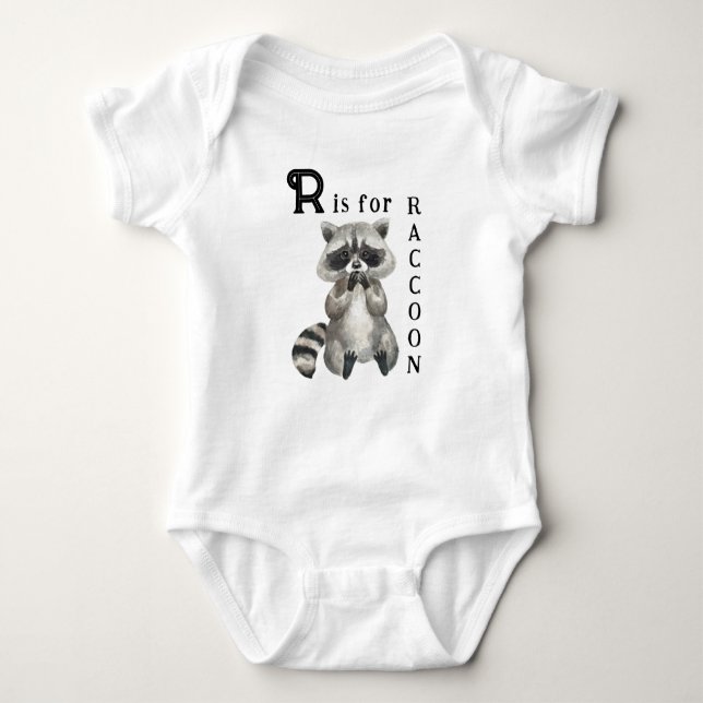 Cute Raccoon Illustration - R är för RACCOON T Shirt (Framsida)