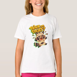Cute raccoon in mummy costume with Bus eller godis T Shirt