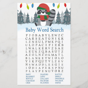Cute Raccoon jul Baby Shower Ord Search