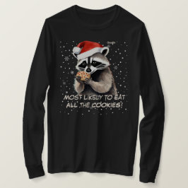 Cute Raccoon-julafton Alla Cookies T Shirt