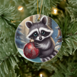 Cute Raccoon julprydnad Julgransprydnad Keramik