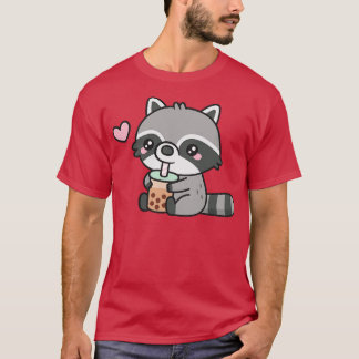 Cute Raccoon Kärlek Boba Tea T Shirt