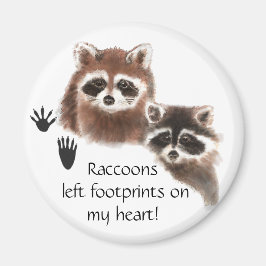 Cute Raccoon lämnat fotavtryck på mitt hjärta, hum Magnet