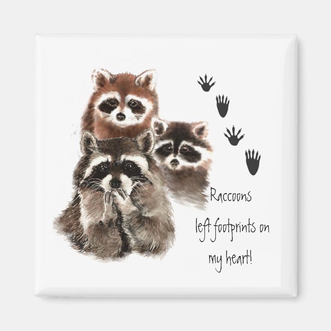 Cute Raccoon lämnat fotavtryck på mitt hjärta, hum Magnet (Framsidan)