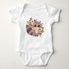Cute raccoon med blommor t shirt