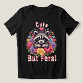 Cute Raccoon med färgstarka blommor och örter T Shirt