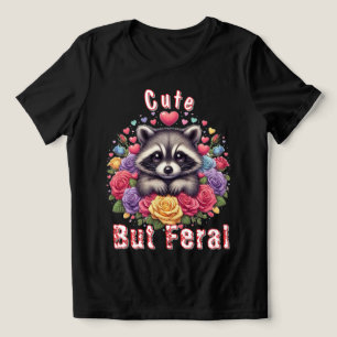 Cute Raccoon med färgstarka blommor och örter T Shirt