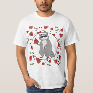 Cute Raccoon med Watermelon Delar T Shirt