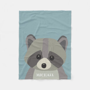 Cute Raccoon Modern personlig Baby blue Fleecefilt