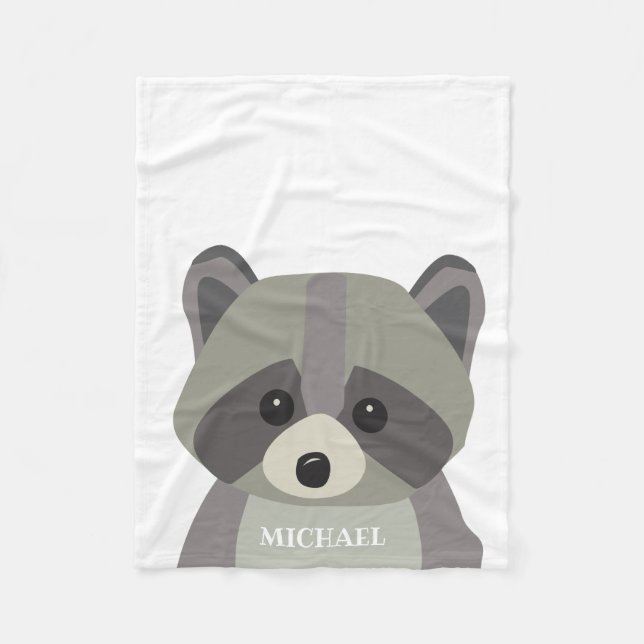 Cute Raccoon Modern personlig Baby Fleecefilt (Framsidan)
