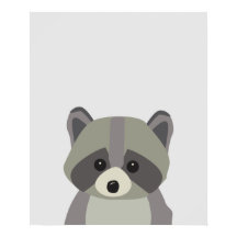 Cute Raccoon Neutralt Nursery Art
