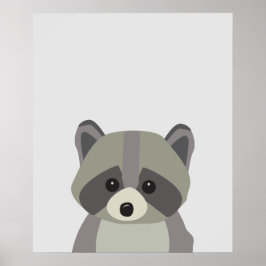 Cute Raccoon Neutralt Nursery Art Poster