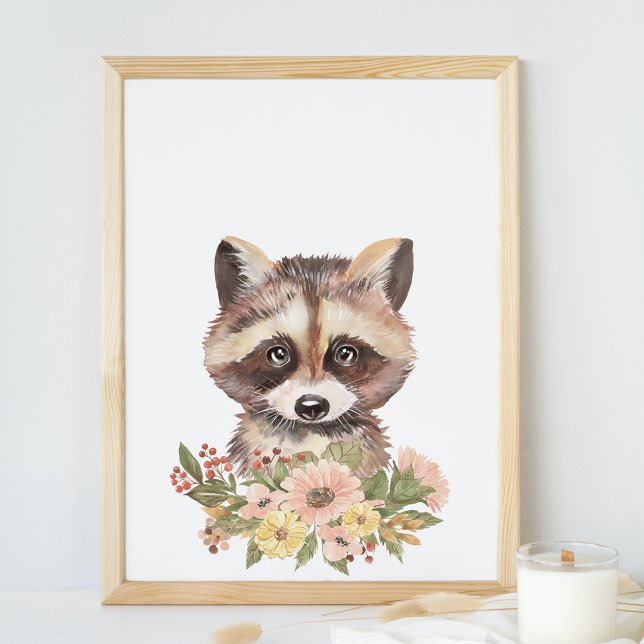 Cute Raccoon Nursery Wall Art Décor, Baby Gift Poster (Skapare uppladdad)