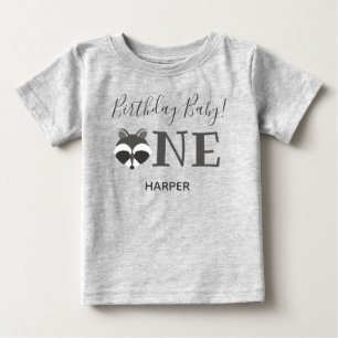 Cute Raccoon One Namn första födelsedag T Shirt