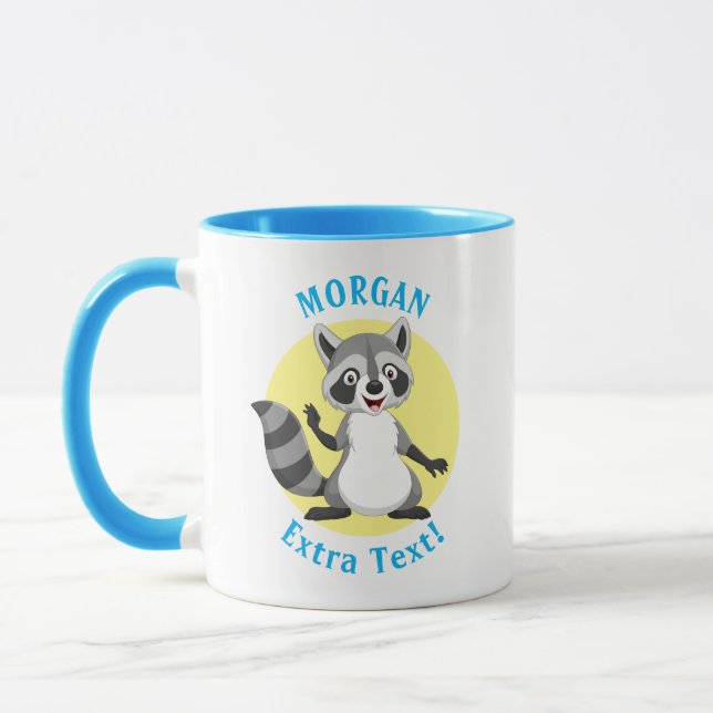Cute Raccoon, Personalize Namn & Message Mugg (Vänster)