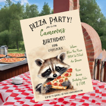 Cute Raccoon Pizza Födelsedagsfest