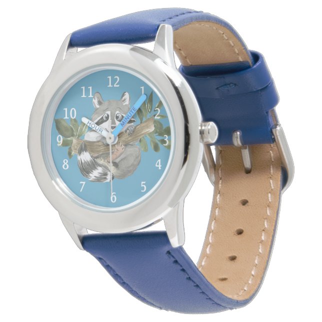 Cute Raccoon Rustic Woodland Girls First Watch Armbandsur (Vinklad)