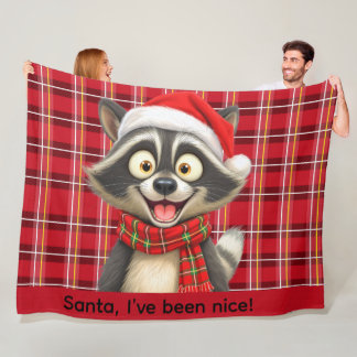 Cute Raccoon Santa I've been nice Fleecefilt