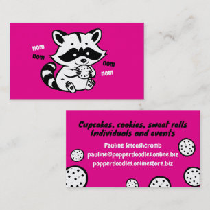 Cute raccoon som äter cookie bakverk visitkort