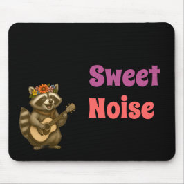 Cute Raccoon Spelar Guitar Unik Djurdesign Musmatta