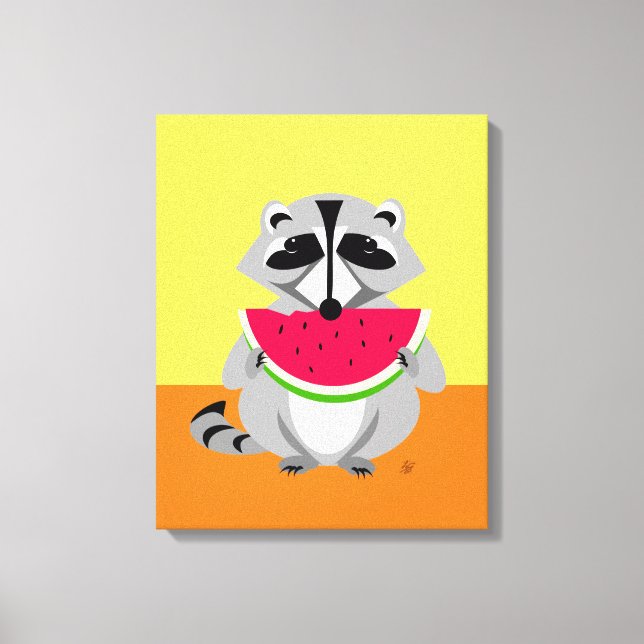 Cute Raccoon Tecknad Canvastryck (Framsida)