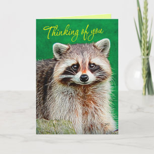 Cute Raccoon Thinking Card Kort