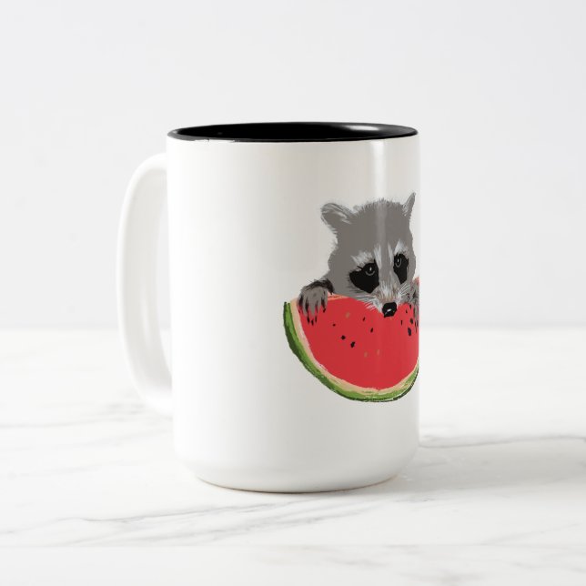 Cute Raccoon Två-Tonad Mugg (Framsida vänster)