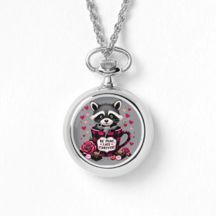 Cute Raccoon Valentine Buffalo Play Aesthetic Armbandsur