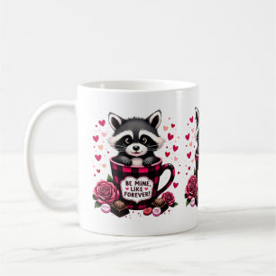 Cute Raccoon Valentine Buffalo Play Aesthetic Kaffemugg
