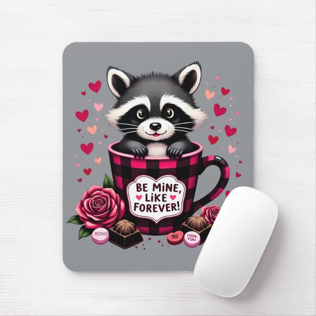 Cute Raccoon Valentine Buffalo Play Aesthetic Musmatta (Med mus)