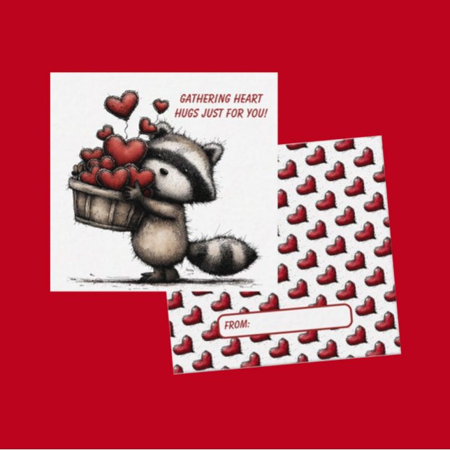 Cute Raccoon Valentine Card Anteckningskort (Skapare uppladdad)