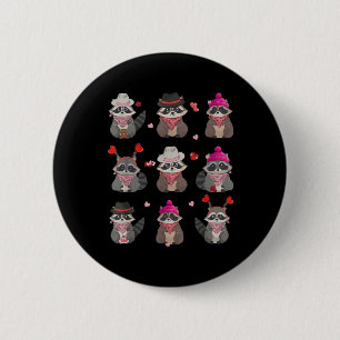 Cute Raccoon Valentines day Funny Racoon Hearts an Knapp