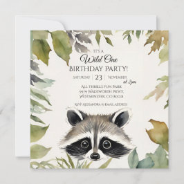 Cute Raccoon Vild 1:a födelsedag Party Inbjudningar
