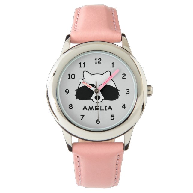 Cute raccoon watch personlig med barn armbandsur (Framsida)