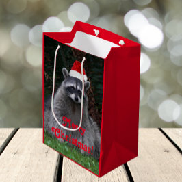 Cute Raccoon Wearing Red Santa Hat Helgdag