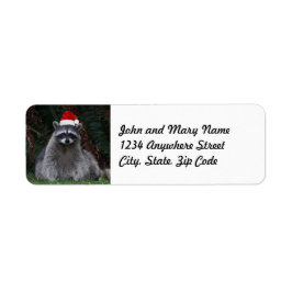 Cute Raccoon Wearing Red Santa Hat Returadress Etikett