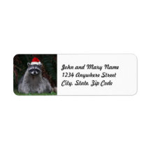 Cute Raccoon Wearing Red Santa Hat Returadress