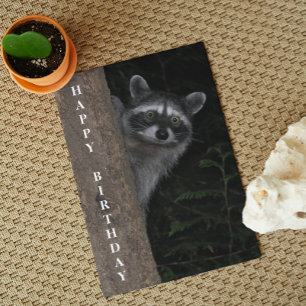 Cute Raccoon Wildlife Photo Birthday Kort