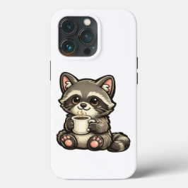 Cute Raccoon with Coffee – Cozy Kawaii Animal