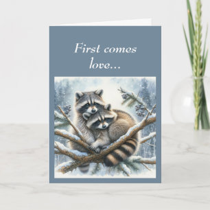 Cute Raccoons-årsdag för par Kort