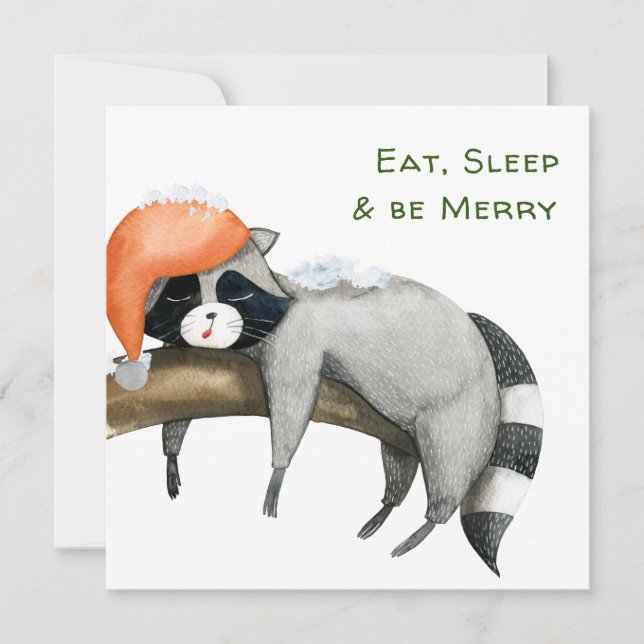 Cute Raccoons God jul Greeting Card Inbjudningar (Framsida)