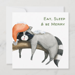Cute Raccoons God jul Greeting Card Inbjudningar
